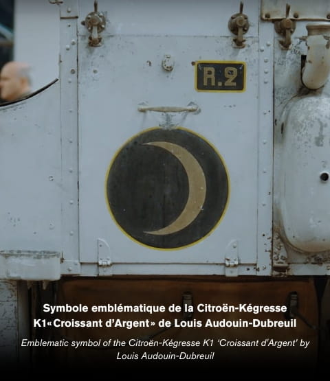 Image du symole "croissant" de la Citroën-Kégresse K1« Croissant d’Argent » de Louis Audouin-Dubreuil avec description d'image