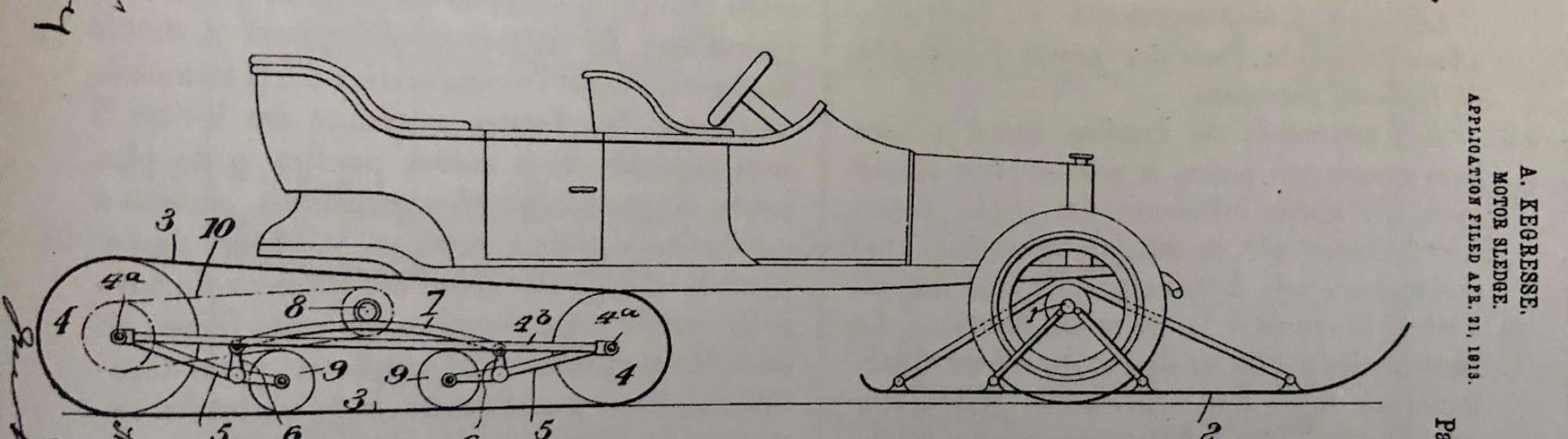 Dessin industriel d'une voiture par Adolphe Kegresse