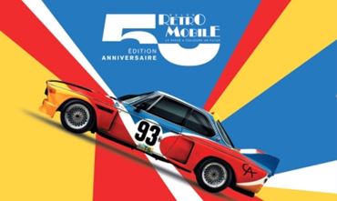 Image format miniature web de l'affiche Rétromobile 2026 avec logo en français