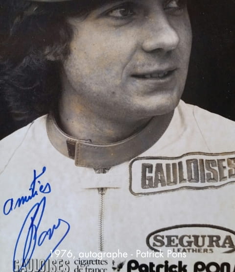 image avec légende en français, Autographe de 1976 de Partick Pons pour Eric de Seynes