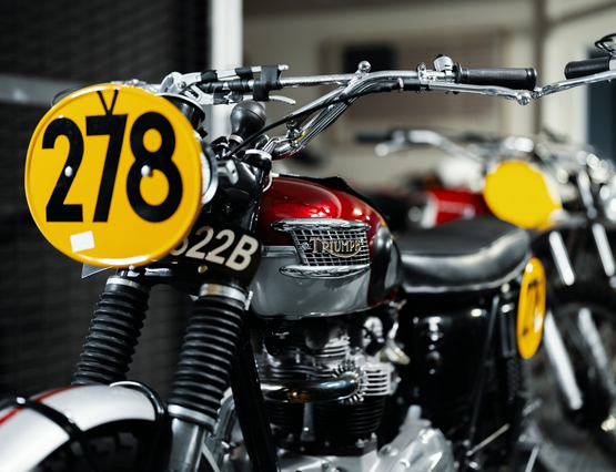photo of the black and yellow 278 McQueen motorcycle
